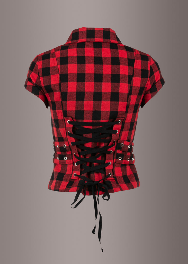 Shop Checkered Short Sleeve Plaid Punk Shirt | Pretty Attitude | Pretty ...