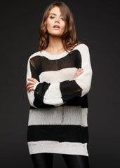 black and white destroyed sweater