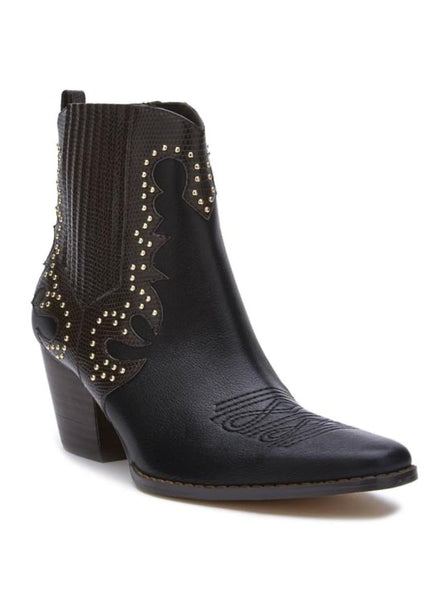 black ankle boot with studs