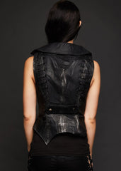 black leather vest back