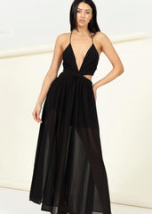 Black chiffon maxi dress