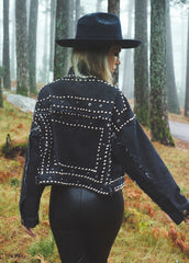 black denim jacket with studs