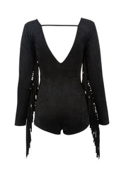 black fringe jumpsuit