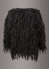 black fringe knit jacket