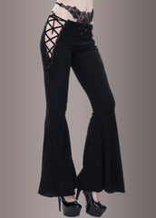 Black Lace Up Bell Bottoms | Goth Flare Pant | Goth Bell Bottoms ...