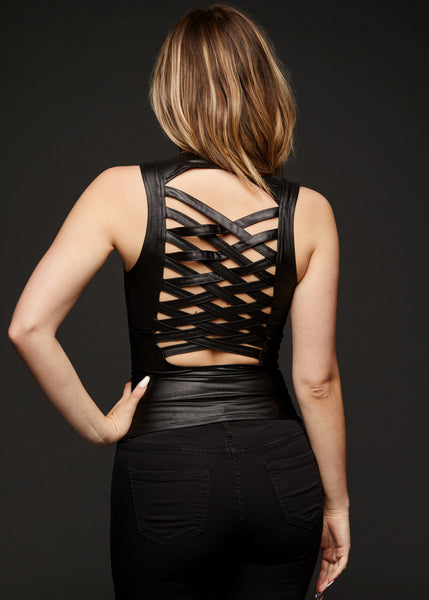 faux leather goth top