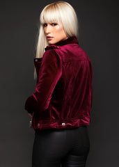 Red velvet moto jacket