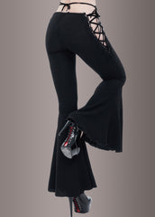 black lace bell bottom pants
