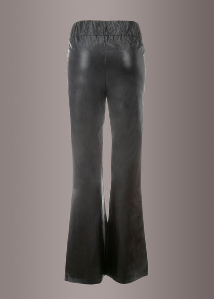Raise Hell Black Faux Leather Flared Bell Bottom Pants