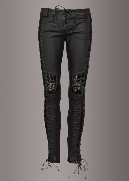 black leather skinny pants