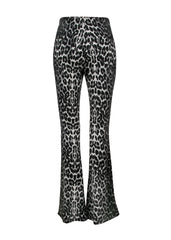 black leopard print flare pants