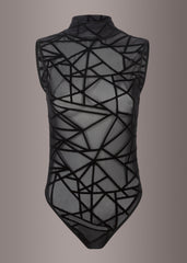 abstract print mesh bodysuit