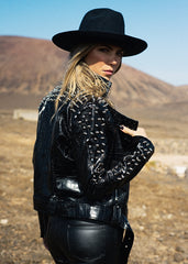 black moto jacket with studs
