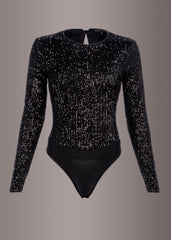 black sequin bodysuit