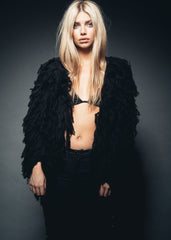 black shaggy jacket