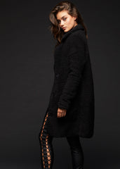 black sherpa coat womens faux fur teddy winter rocker