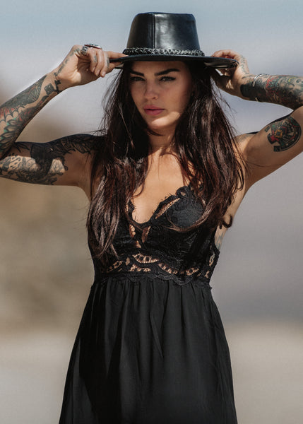 black strappy maxi dress