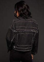 black cropped denim jacket