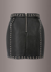 black studded leather skirt 