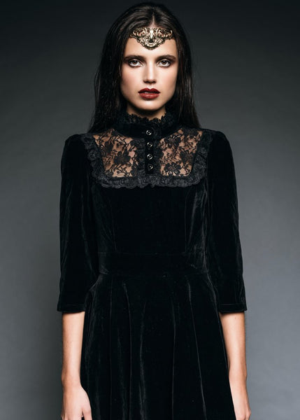 Black velvet gothic dress