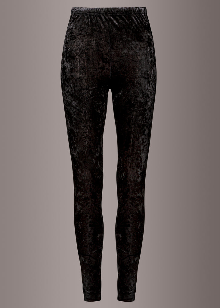 Black crushed velvet leggings
