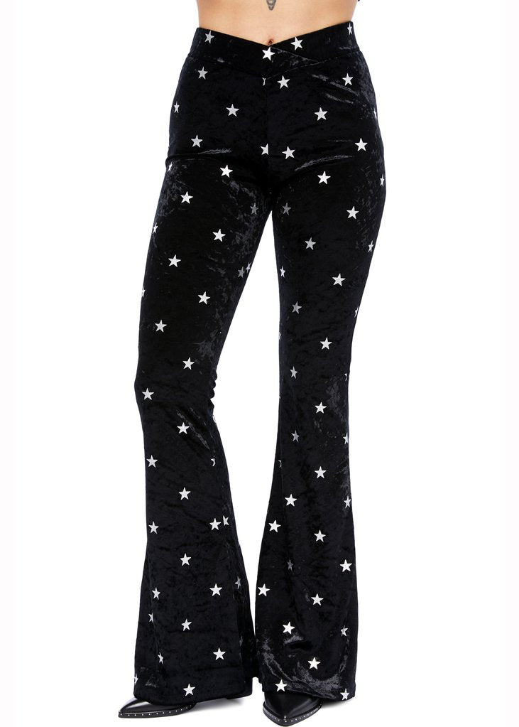 Rokoko flared trousers in black velvet