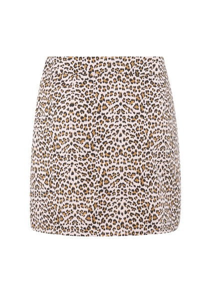 blush leopard mini skirt