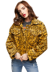 cheetah print faux fur coat