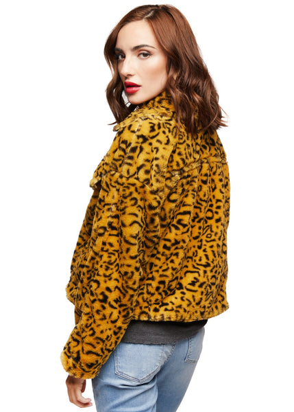 cheetah print faux fur jacket