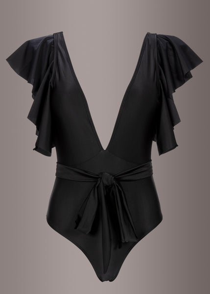 deep v ruffle swimsuit
