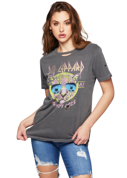 Def Leppard neon cat tee