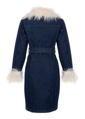denim fur coat