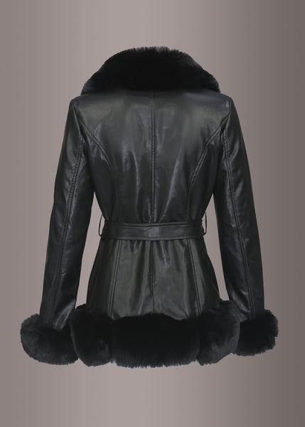 faux fur leather coat