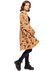 Animal Print Open Front Knit Cardigan