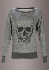gray skull sweater