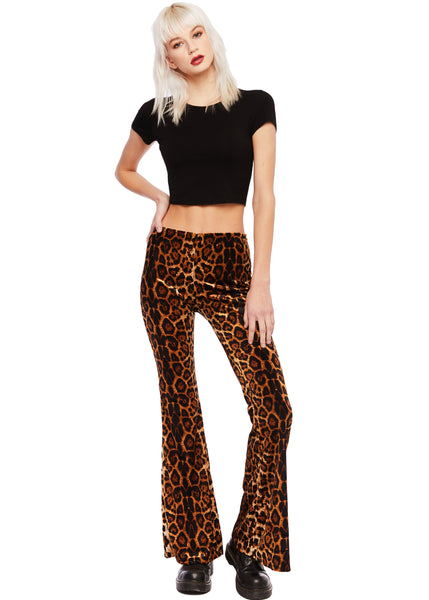 Cheetah Print Velvet Flare Pants