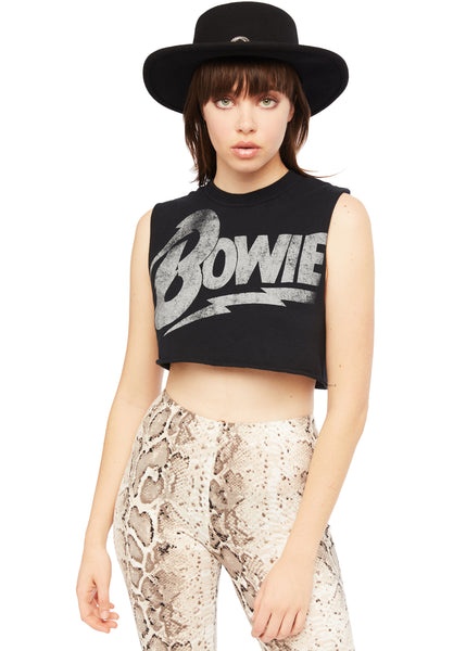 Black cropped David Bowie tee