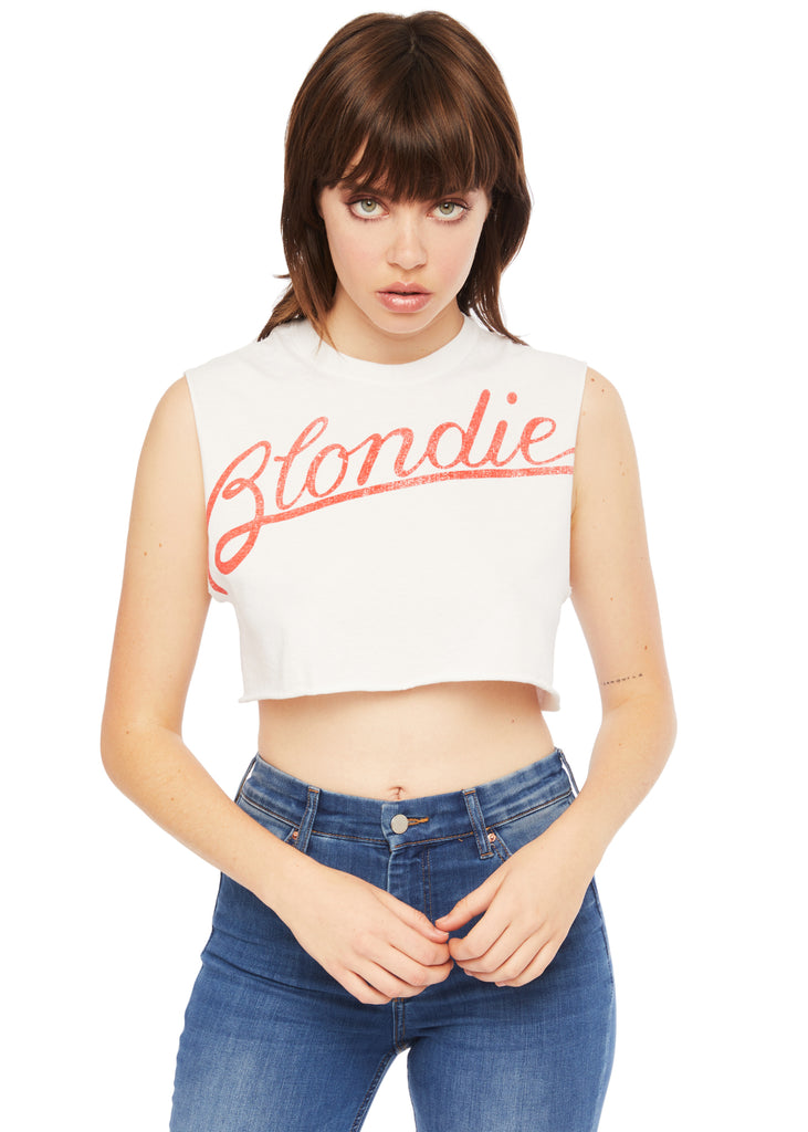 Blonde bolt crop band tee – Bad to the Blonde