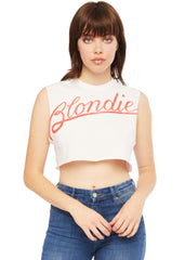 White cropped Blondie Band tee