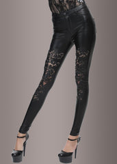 lace leather legging
