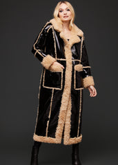 leather faux fur coat jacket
