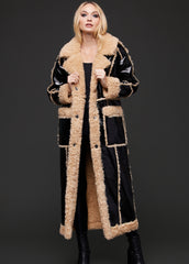 leather faux fur coat