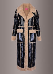 leather faux fur coat
