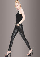Blackend Faux Leather Pants with Zippers and Buckles