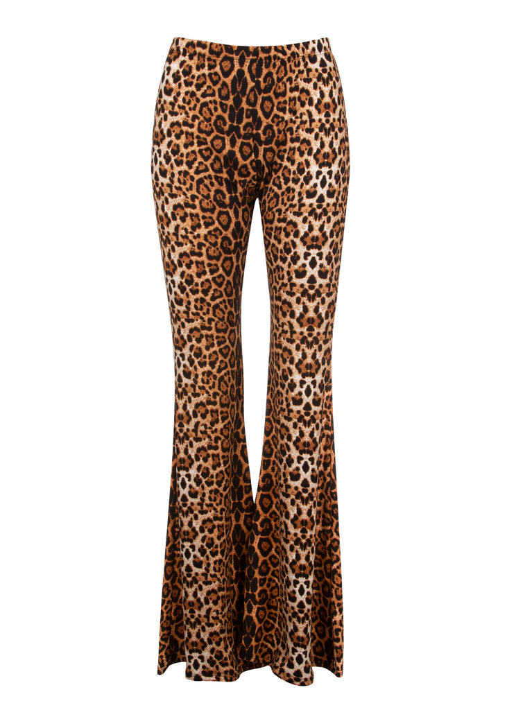 Leopard Print Flare Pants, Cheetah Bell Bottoms