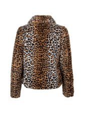 Leopard print faux fur jacket