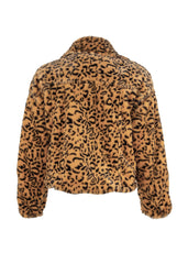 yellow cheetah print faux fur jacket