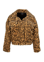 yellow leopard print faux fur jacket