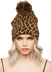 leopard knit hat
