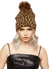 leopard print beanie hat